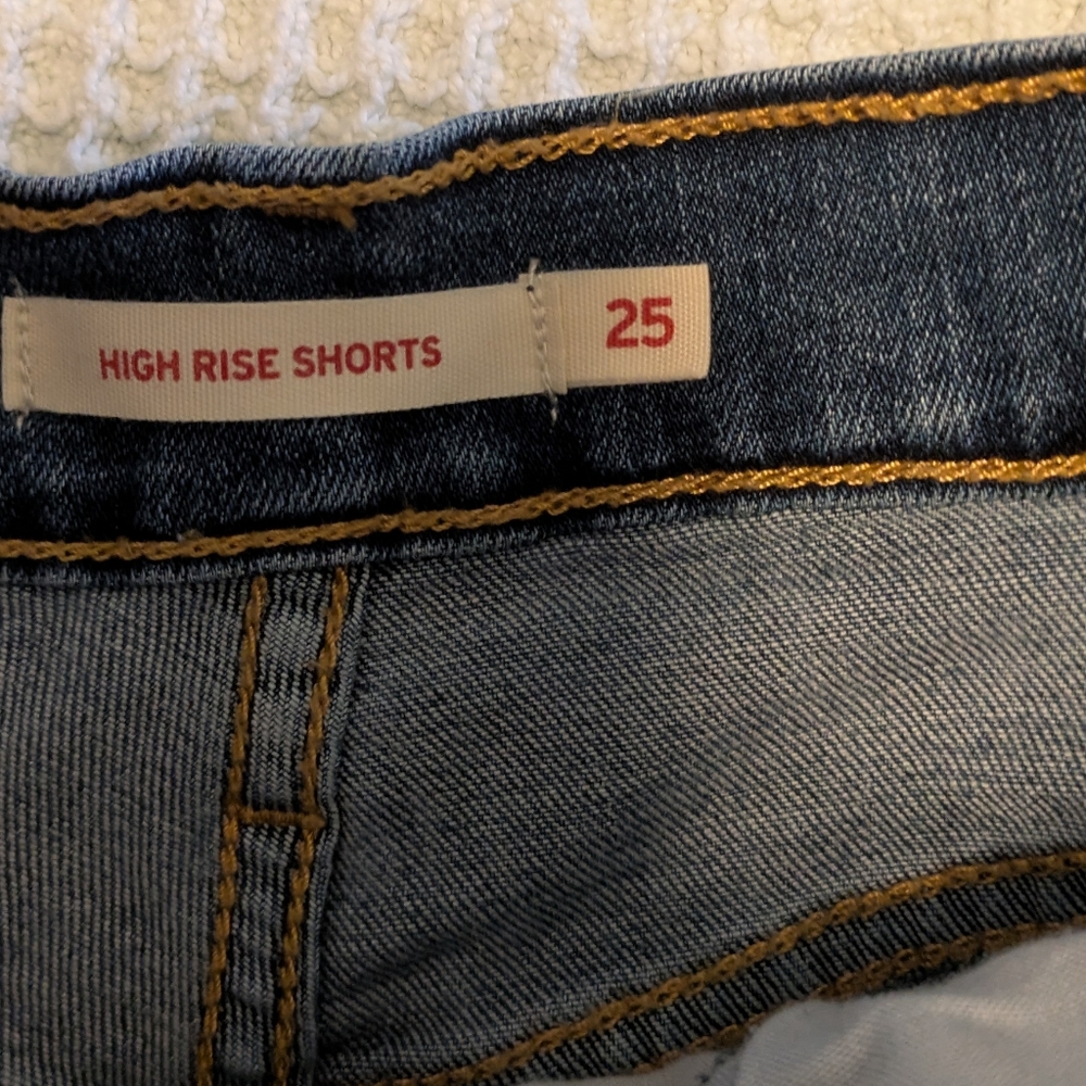 Levi's Blue Distressed Jean Shorts - Picture 4 of 5